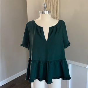 Madewell Stanza Ruffle Hem Top Smoky Spruce